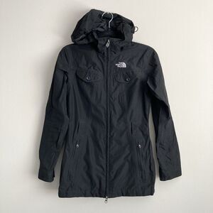 North Face Womens Hyvent Jacket Size XS Black Hooded Wind Breaker Pockets